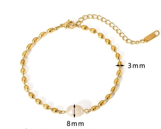 GOLD & PEARL BEADED BRACELET