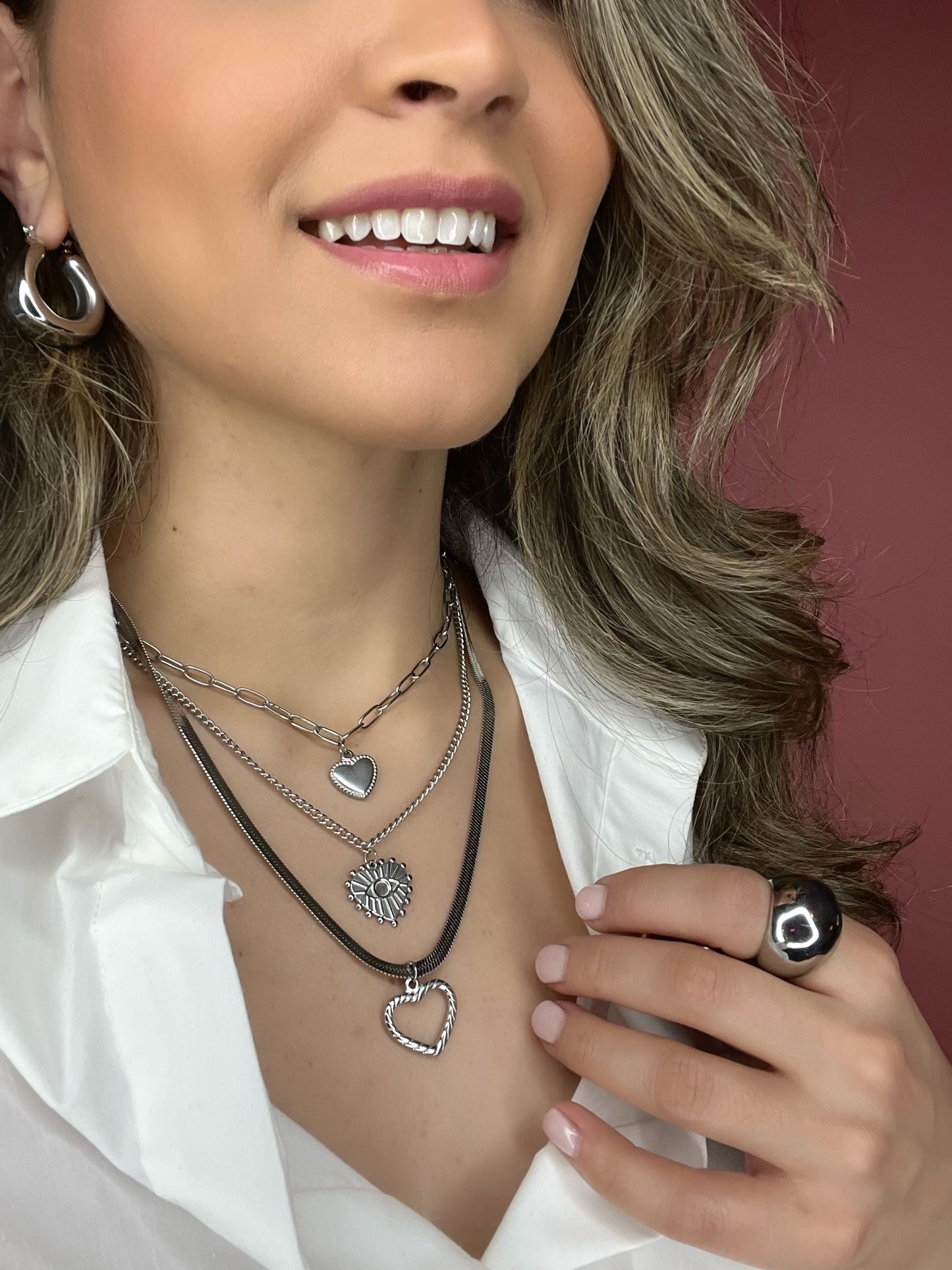 EVELINA LAYERED HEART NECKLACE