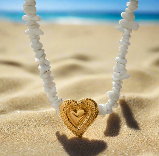 HAMMERED SEA STONE NECKLACE